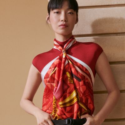 HERMÈS シルクスカーフ レッド　お針子さん HERMÈS シルクスカーフ レッド お針子さん - メルカリ